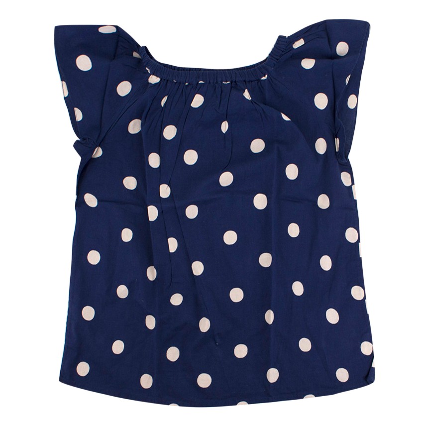 Boys Preowned Bonpoint Girl's Blue Polkadot Top Size 10 Years + cotton