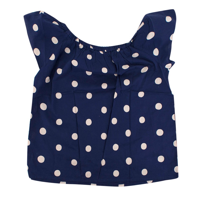 Boys Preowned Bonpoint Girl's Blue Polkadot Top Size 10 Years + cotton