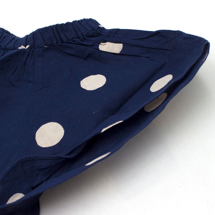 Boys Preowned Bonpoint Girl's Blue Polkadot Top Size 10 Years + cotton