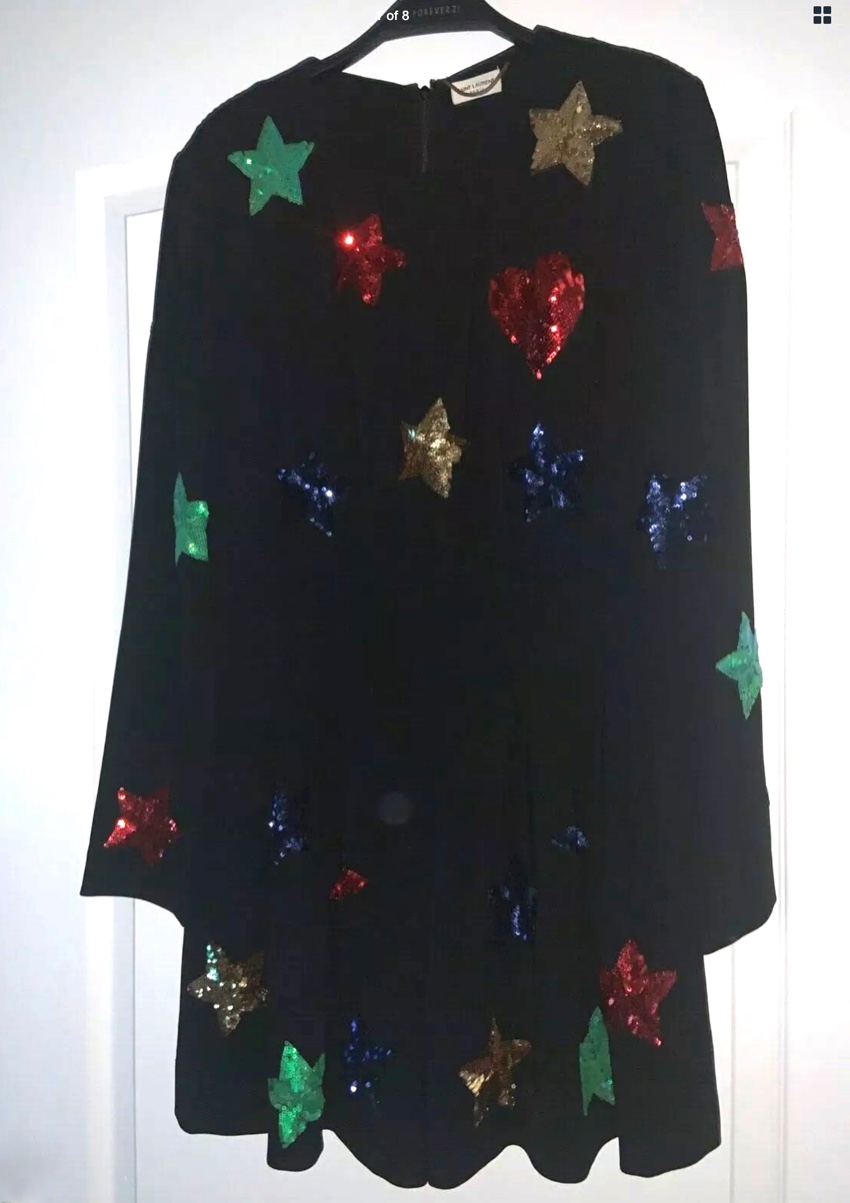 Preowned Saint Laurent Black Embroidered Runway Playsuit Size M sable