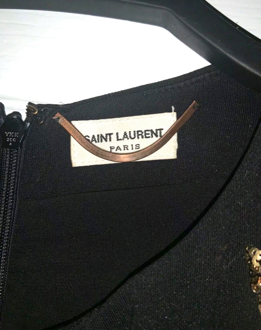 Preowned Saint Laurent Black Embroidered Runway Playsuit Size M sable