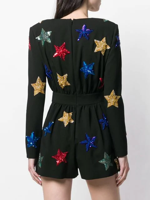 Preowned Saint Laurent Black Embroidered Runway Playsuit Size M sable