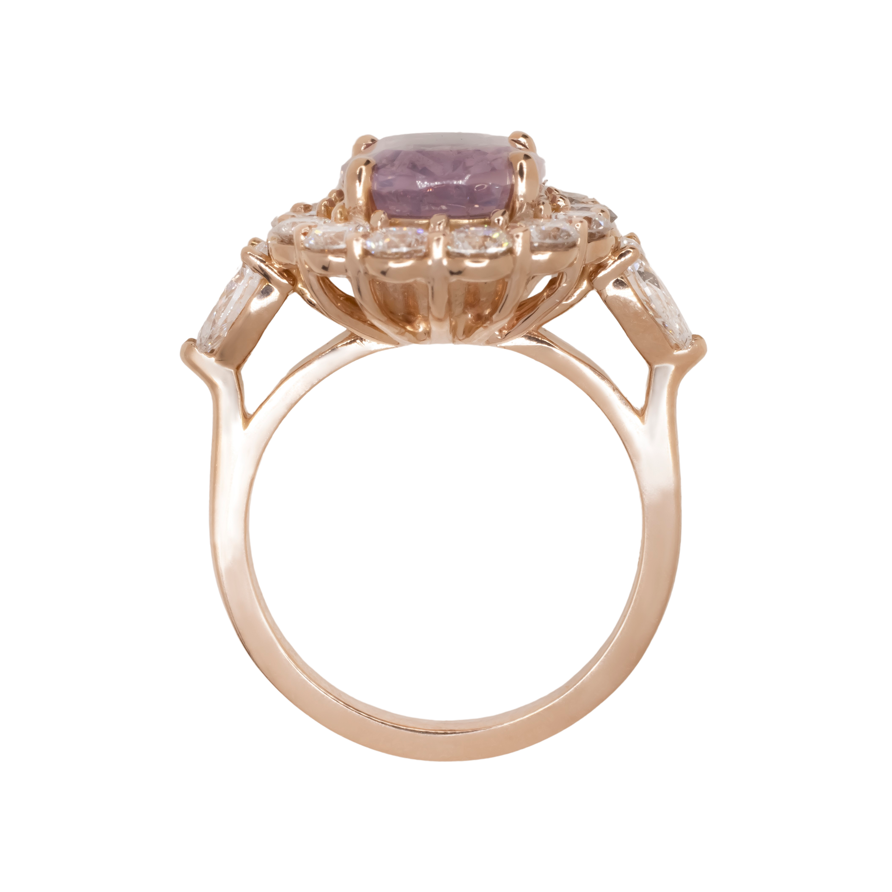 Antinori Fine Jewels 18ct Rose Gold 402ct IGI Pink Padparadscha Sapphire  112ct Diamond Ring