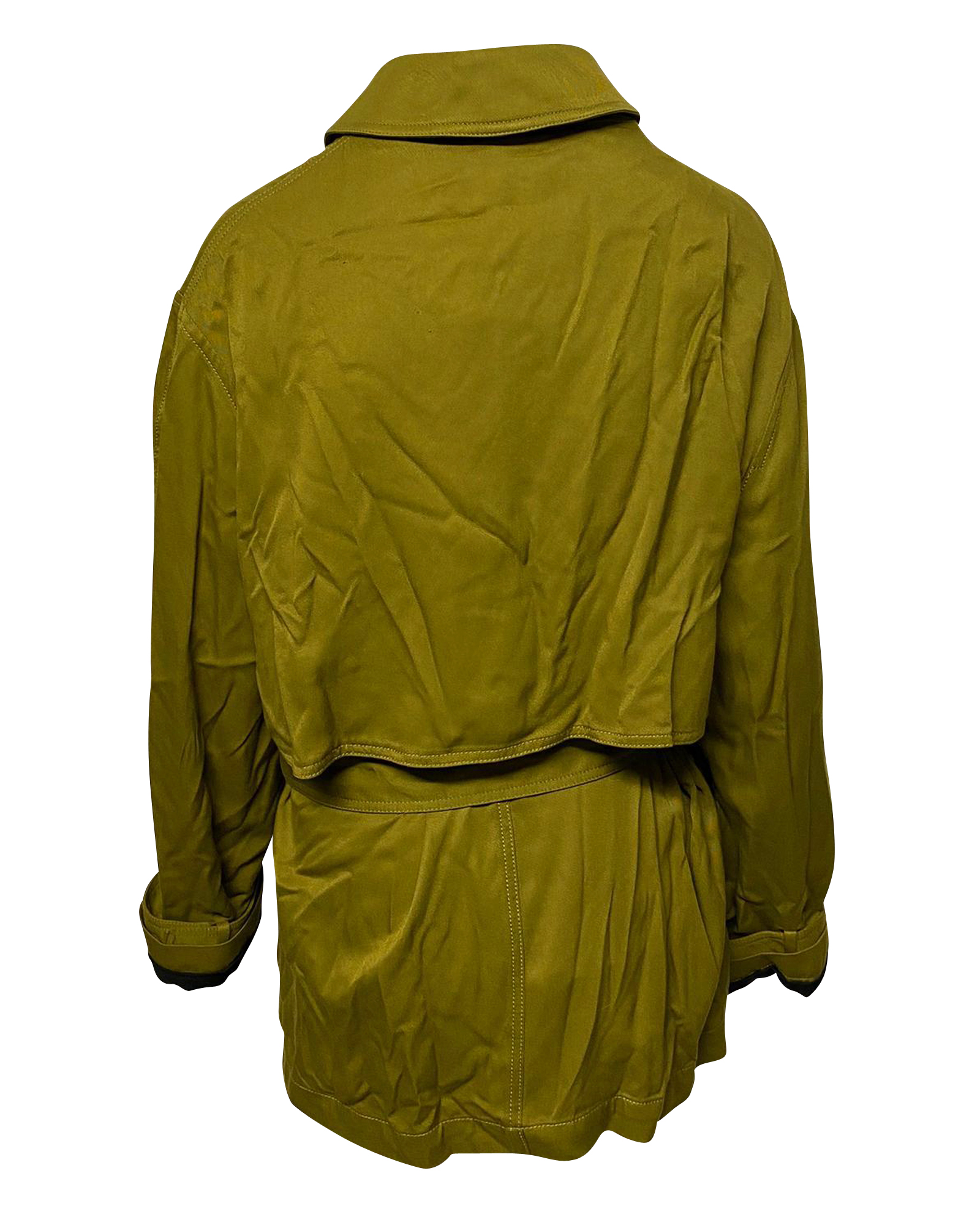 Preowned Haider Ackermann Tie Waist Trench Coat Size S green cellulose fibre/viscose