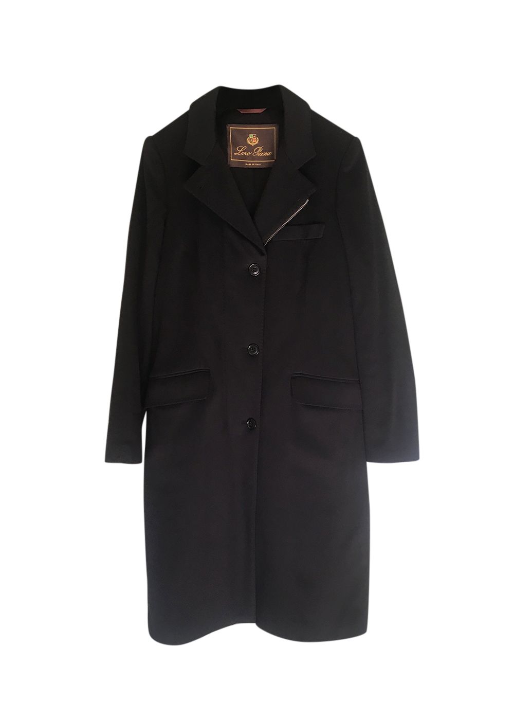 Preowned Loro Piana Black Stormproof Single Breasted Cashmere Coat Size S cashmere lp stormproof fabric