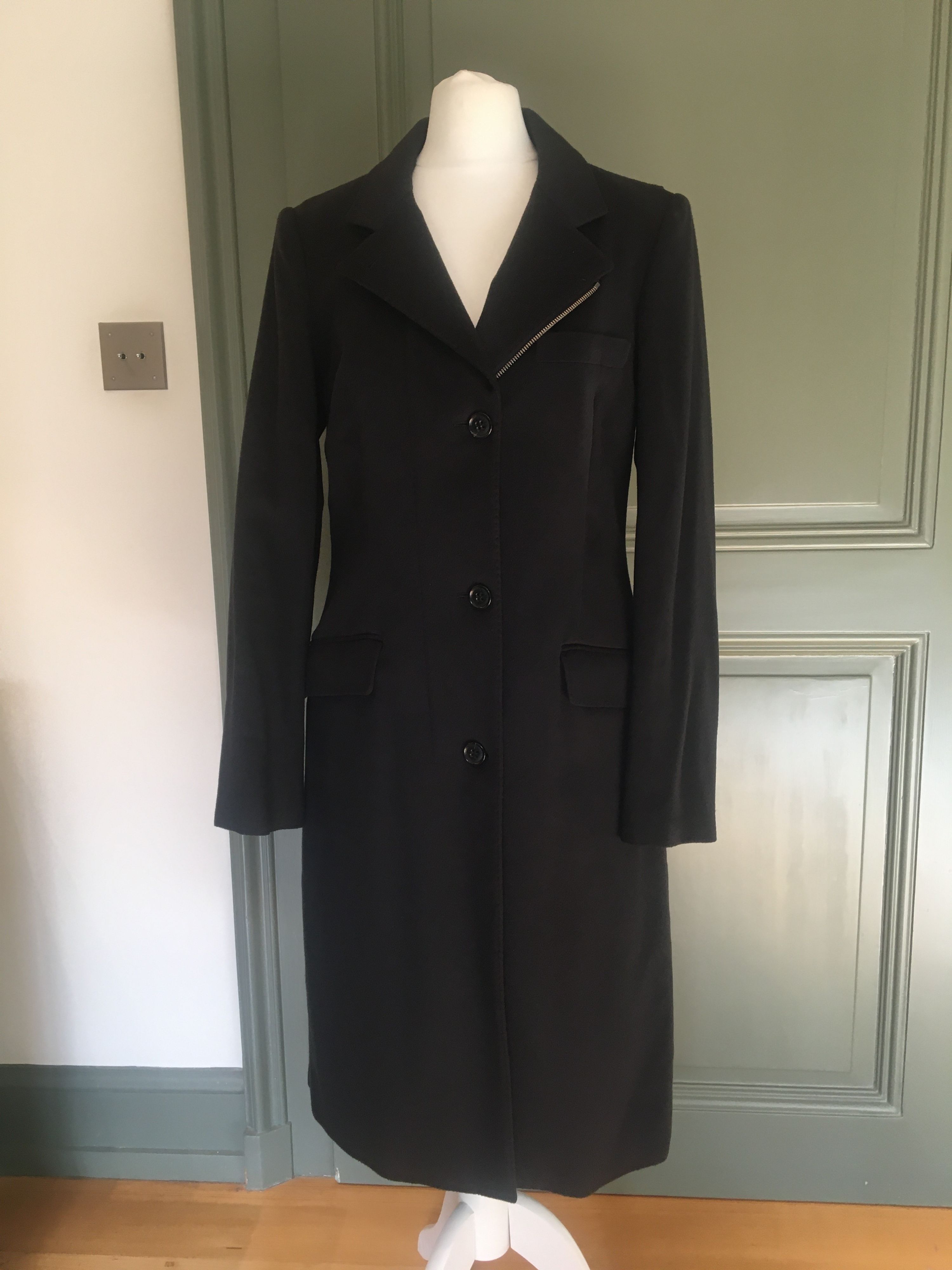 Preowned Loro Piana Black Stormproof Single Breasted Cashmere Coat Size S cashmere lp stormproof fabric