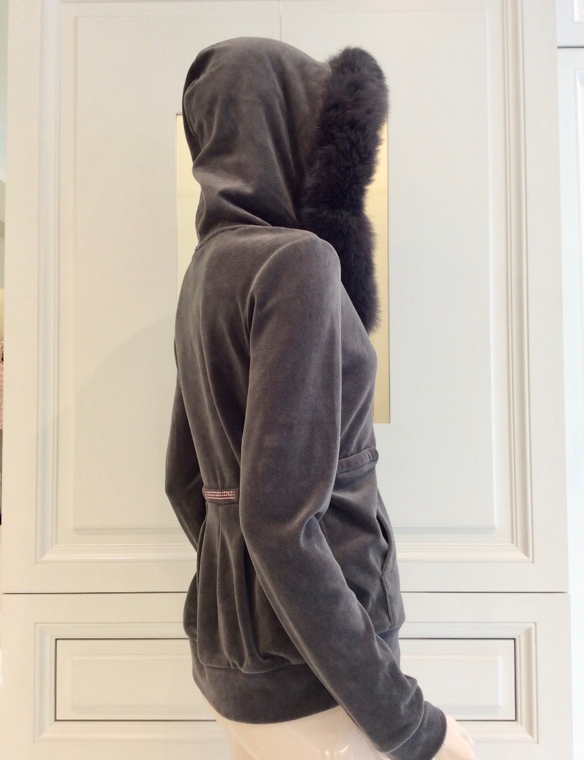 Blumarine Limited Edition Fox Fur  Velour Tracksuit Size L Grey cotton