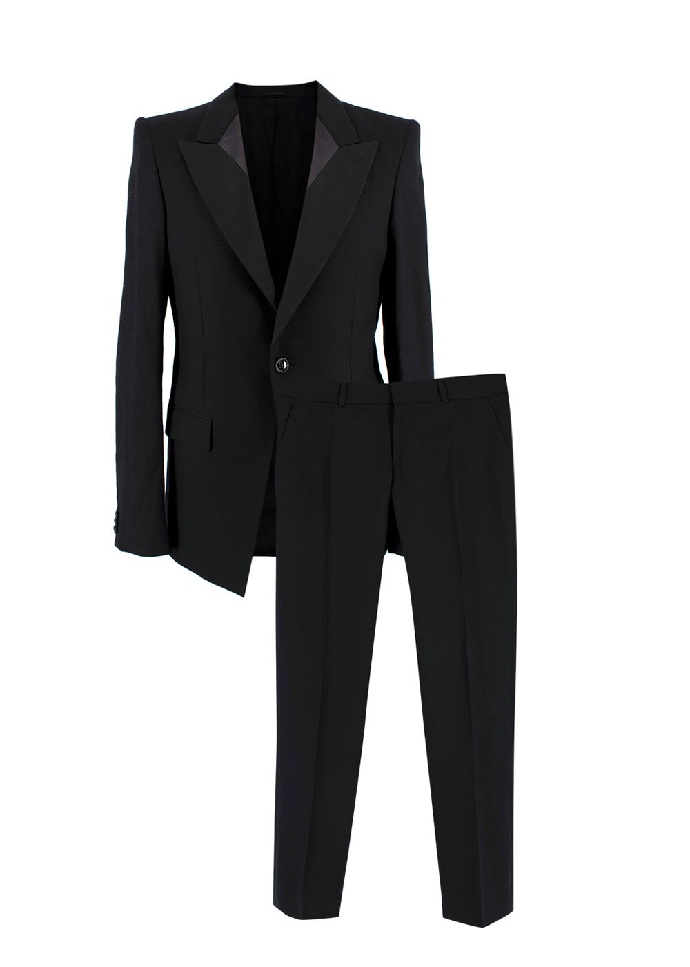 Men's Preowned Alexander McQueen Black Wool Tuxedo Suit Size M