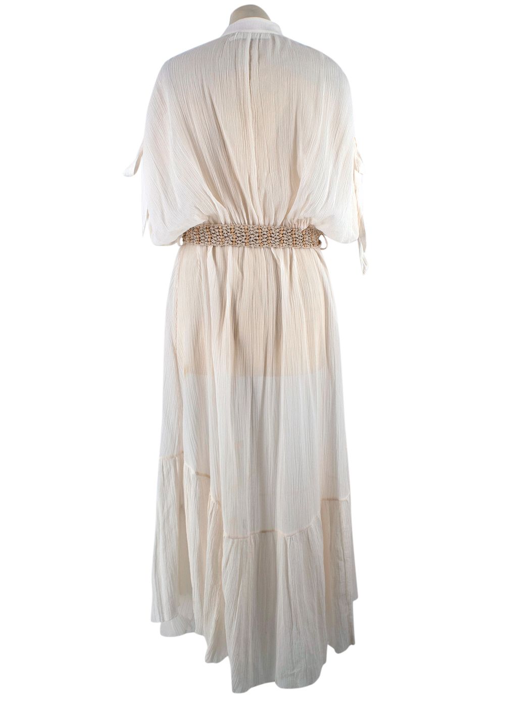 Preowned Zimmermann Zimmerman White Sheer Freja Midi Shirt Dress Size M Neutrals cotton