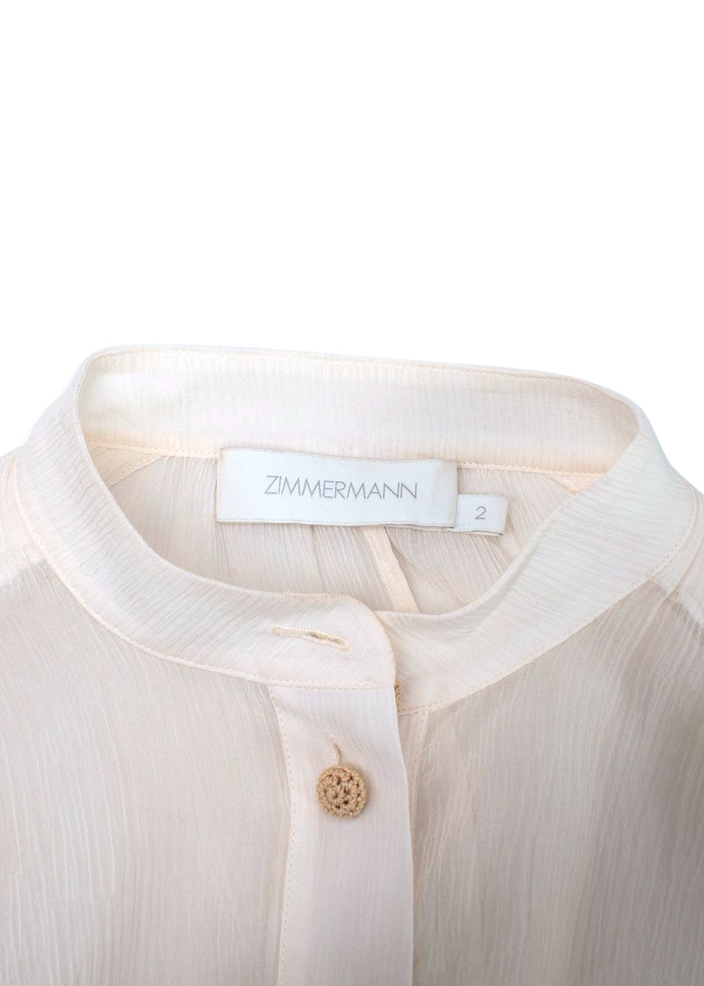 Preowned Zimmermann Zimmerman White Sheer Freja Midi Shirt Dress Size M Neutrals cotton