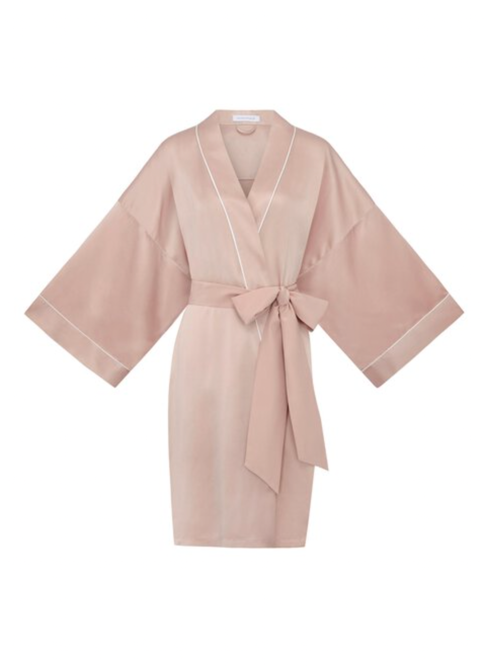 Olivia Von Halle Mimi Oyster Ivory Robe Size XS Oyster / pink silk