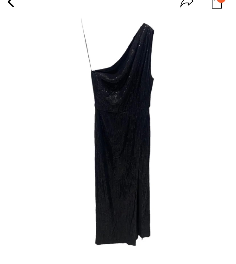 Preowned Haney Black Sequin One Shoulder Gown Size XS viscose