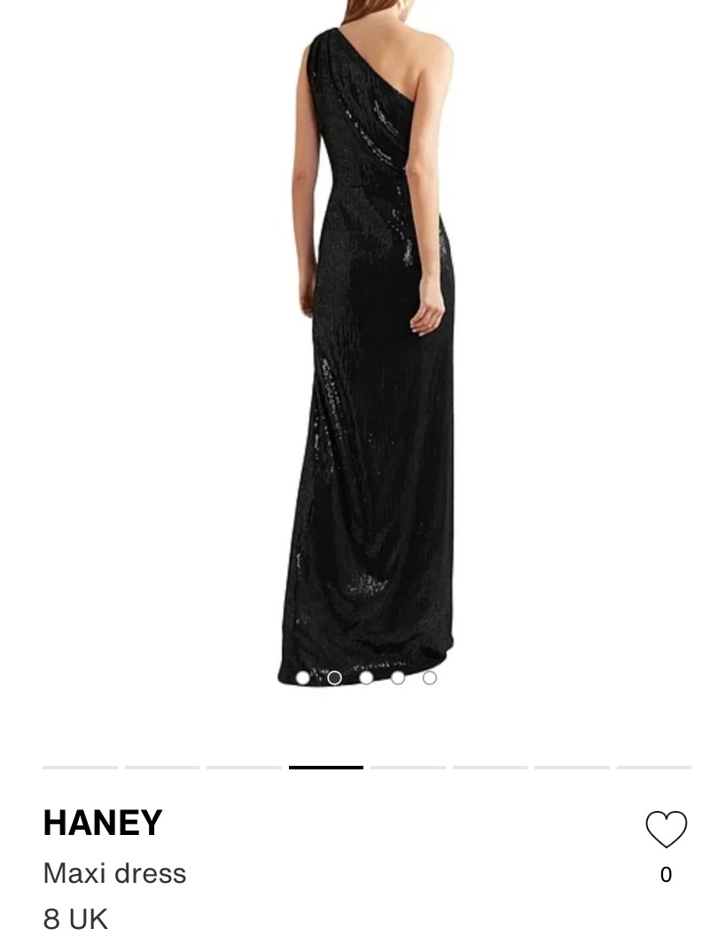 Preowned Haney Black Sequin One Shoulder Gown Size XS viscose