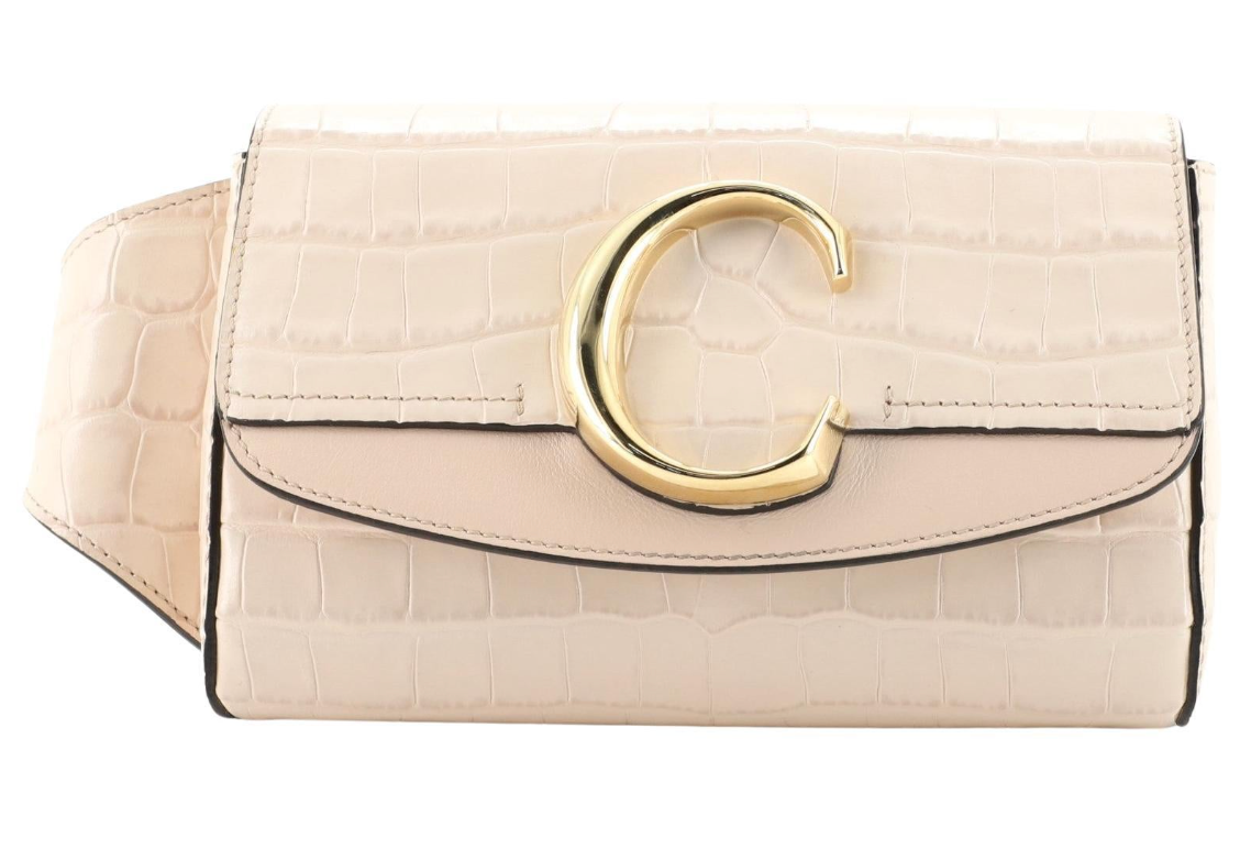 Preowned Chloe Light Pink Crocodile Embossed C Belt Bag leather