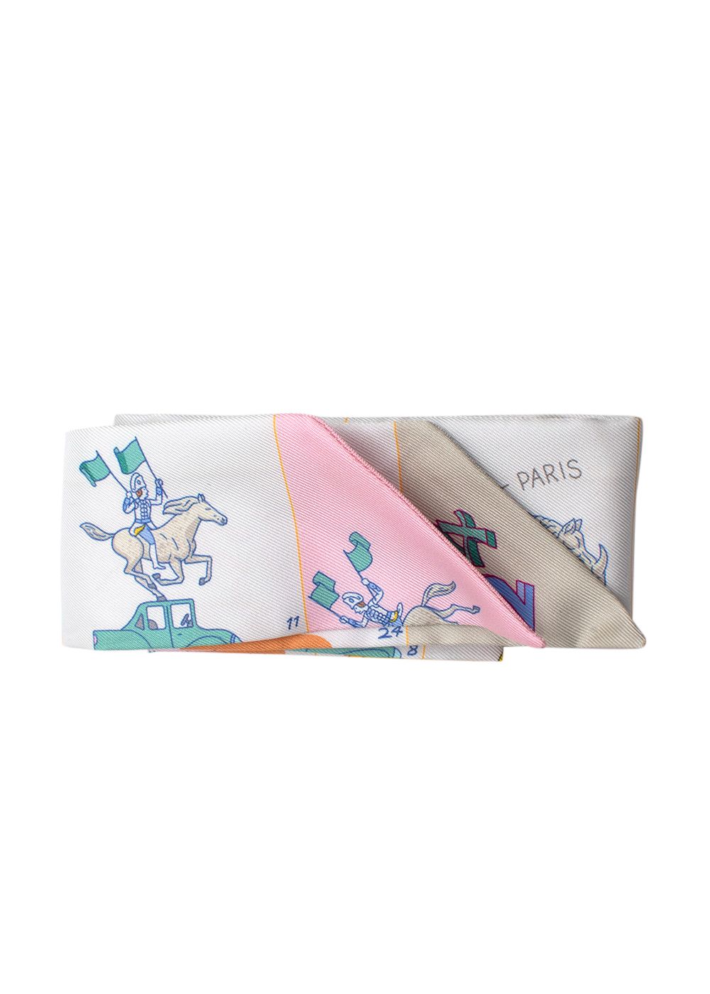 Hermes 'Silk Parade' Silk Twilly white/pink/blue