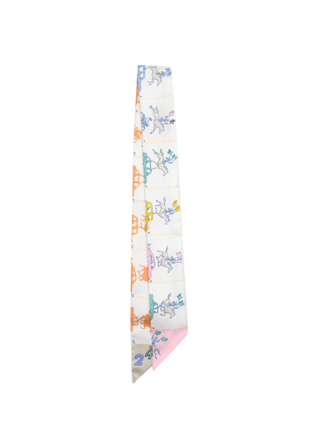 Hermes 'Silk Parade' Silk Twilly white/pink/blue