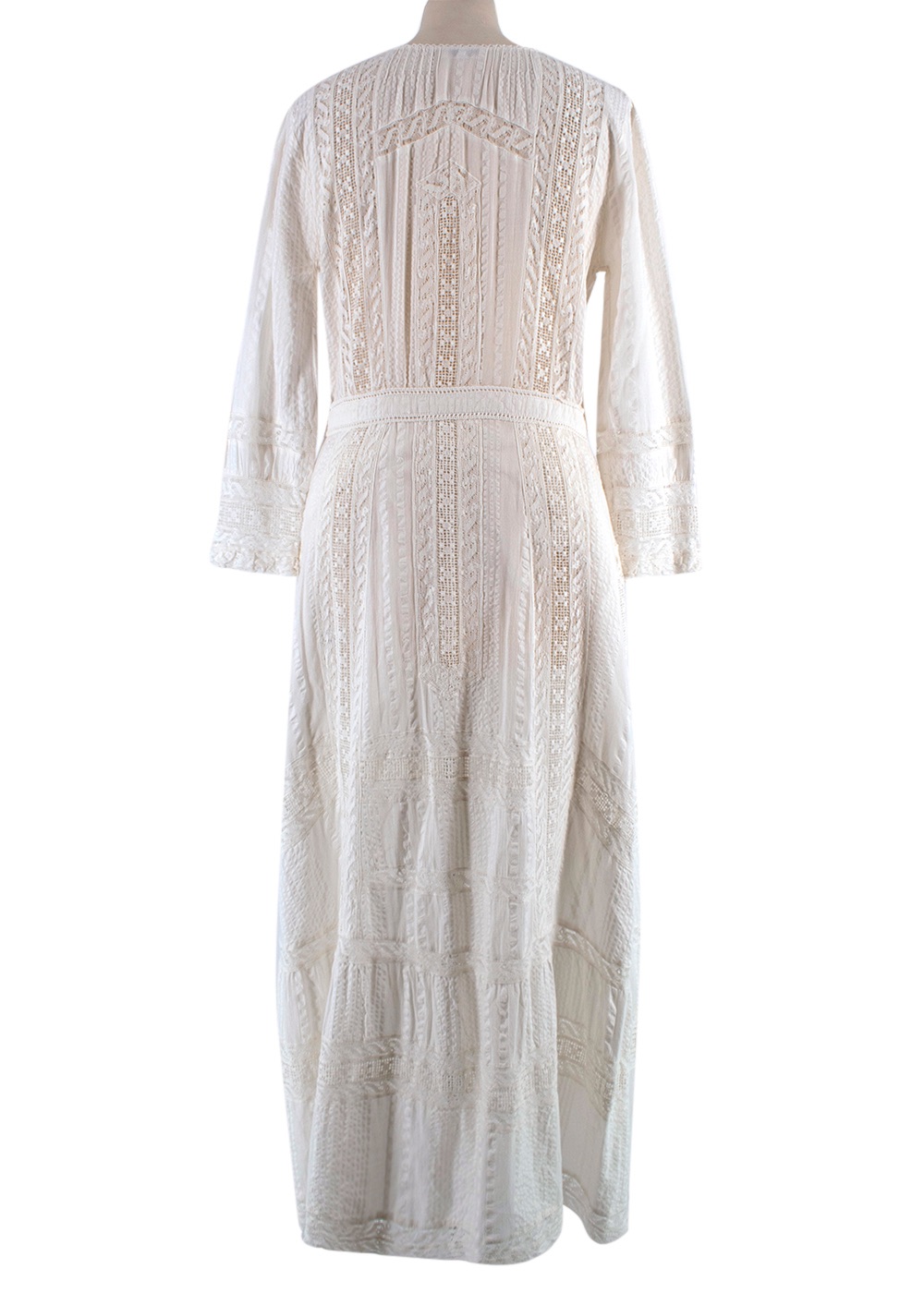 LoveShackFancy Ivory Broderie Anglaise Midi Dress Size S cotton