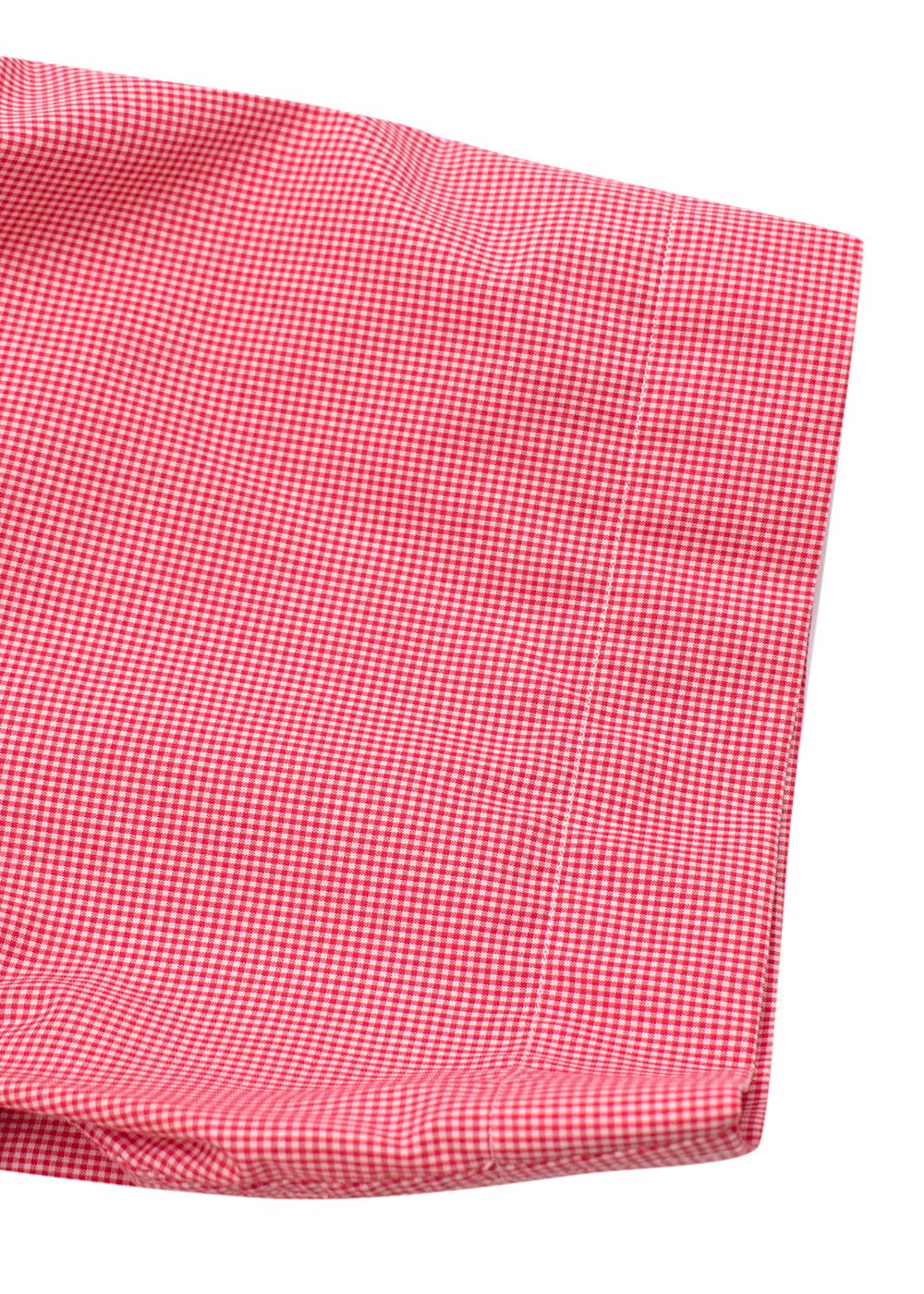 Men's Preowned Lanvin Red Micro Gingham Short Sleeve Shirt Size 16 cotton