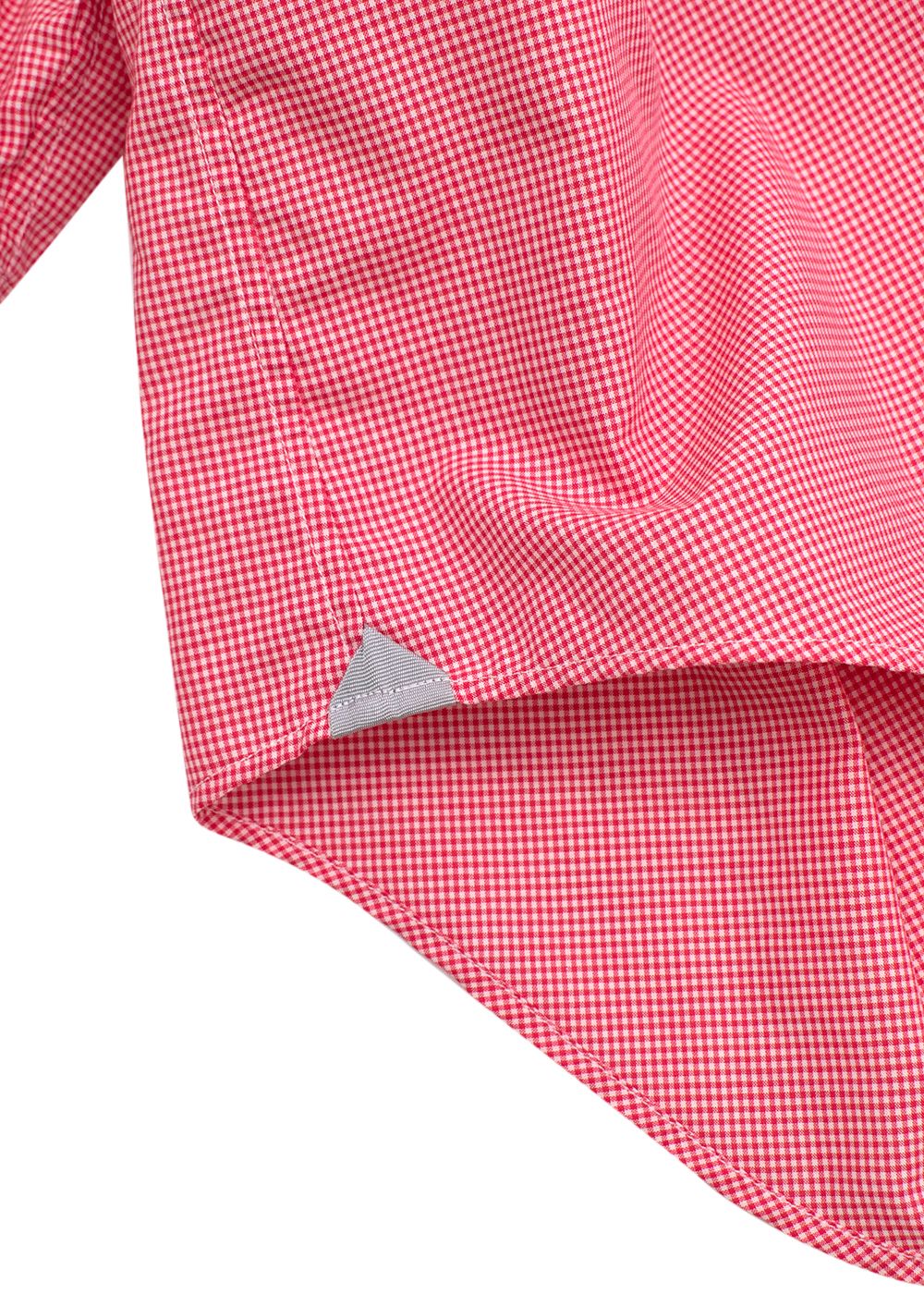 Men's Preowned Lanvin Red Micro Gingham Short Sleeve Shirt Size 16 cotton