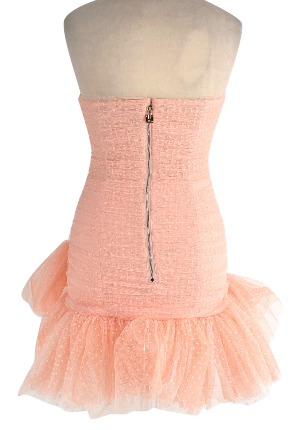 Elizabetta Franchi Pink Swiss Dot Tulle Cocktail Dress Size XXS