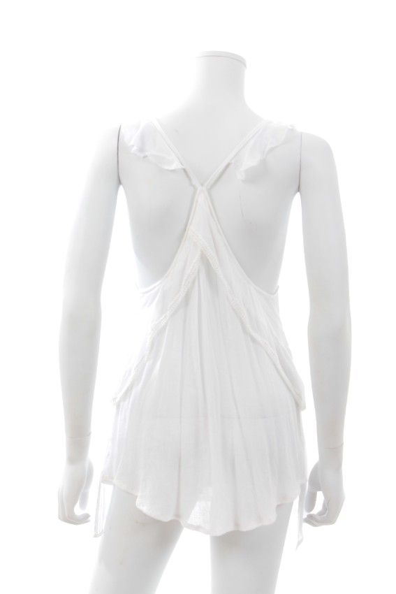 Preowned Iro White Chana Ruffled Top Size S viscose