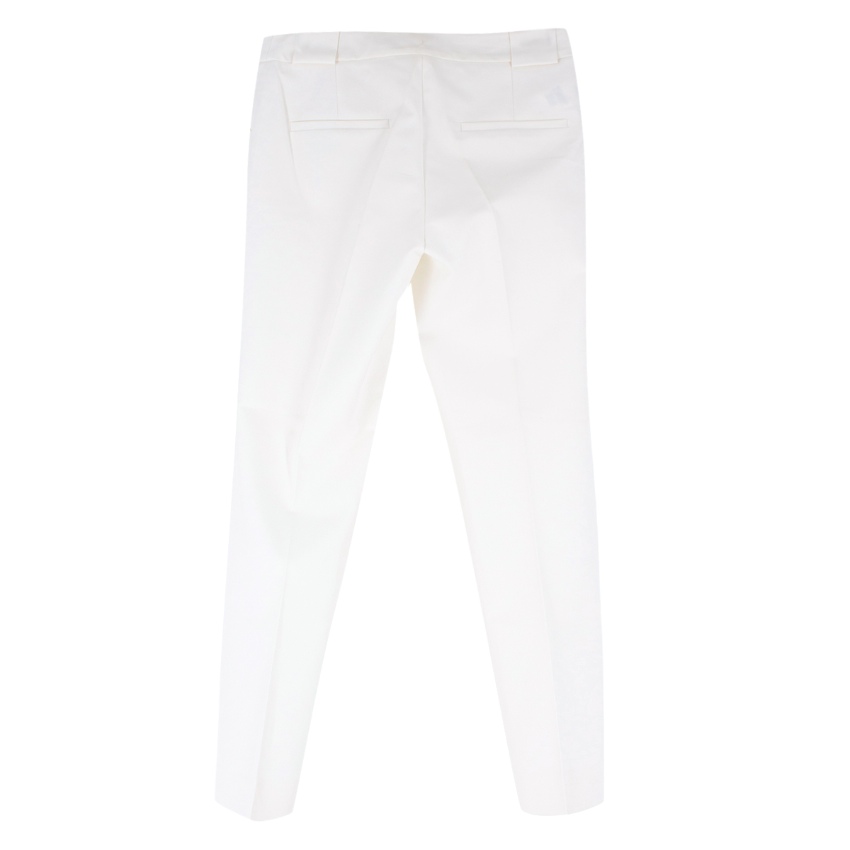 Preowned Michael Kors Off-White Tapered Slim-Leg Trousers Size XXS White cotton