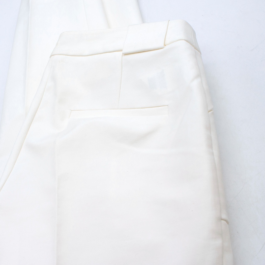 Preowned Michael Kors Off-White Tapered Slim-Leg Trousers Size XXS White cotton