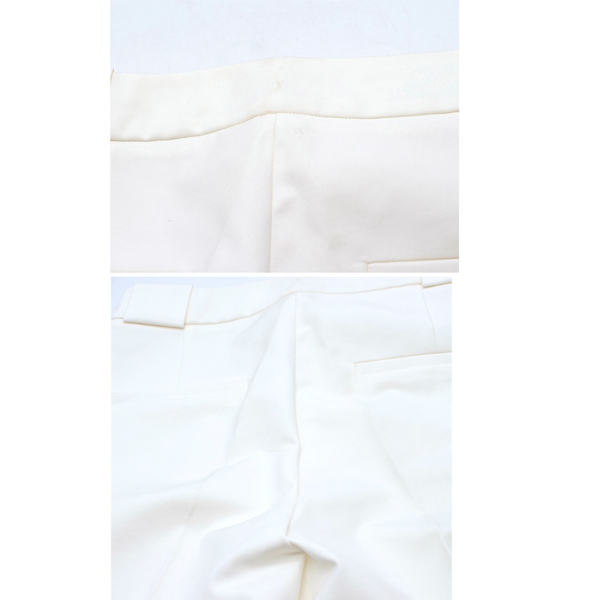 Preowned Michael Kors Off-White Tapered Slim-Leg Trousers Size XXS White cotton