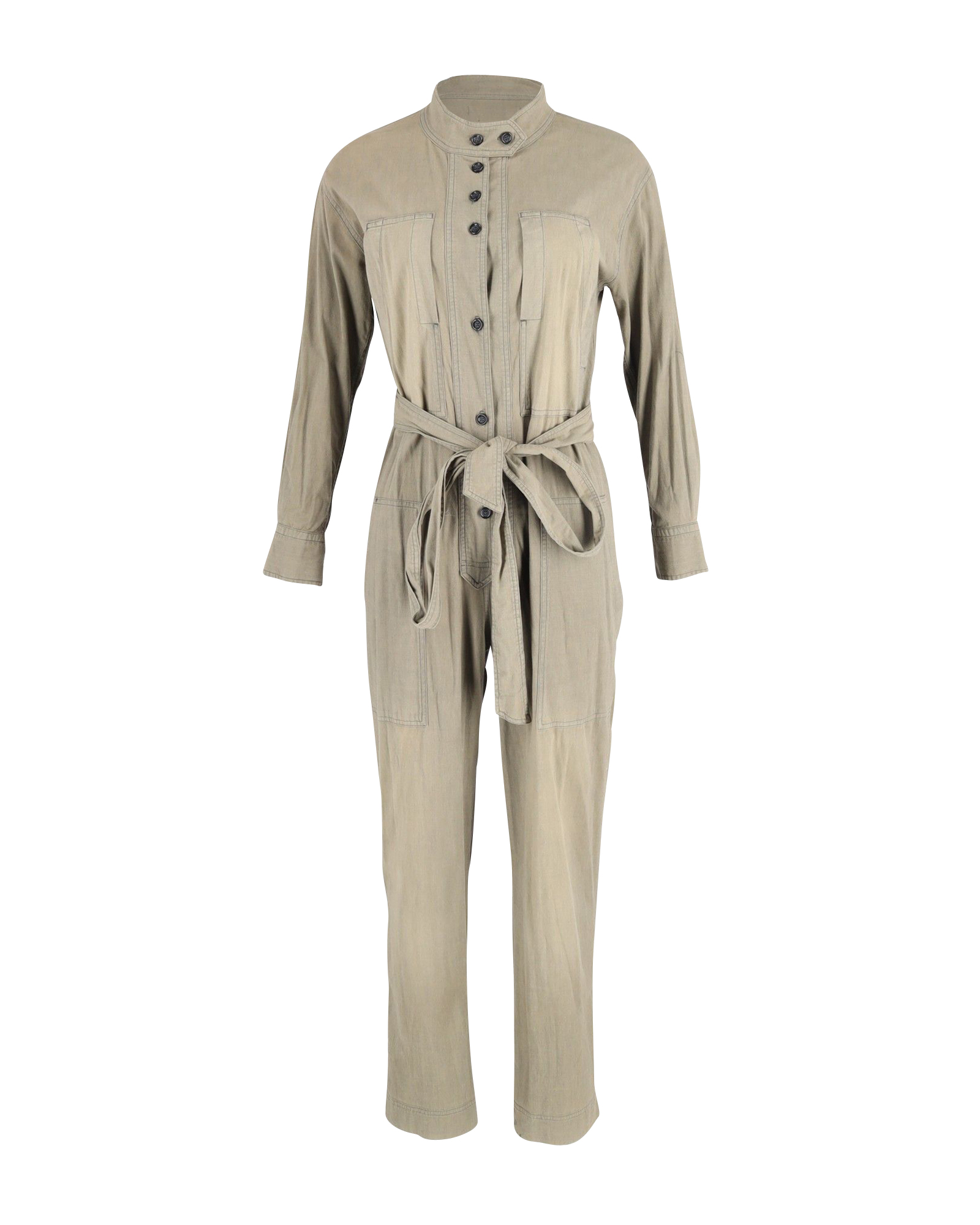 Preowned Isabel Marant Khaki Belted  Jumpsuit Size XS green | khaki cotton