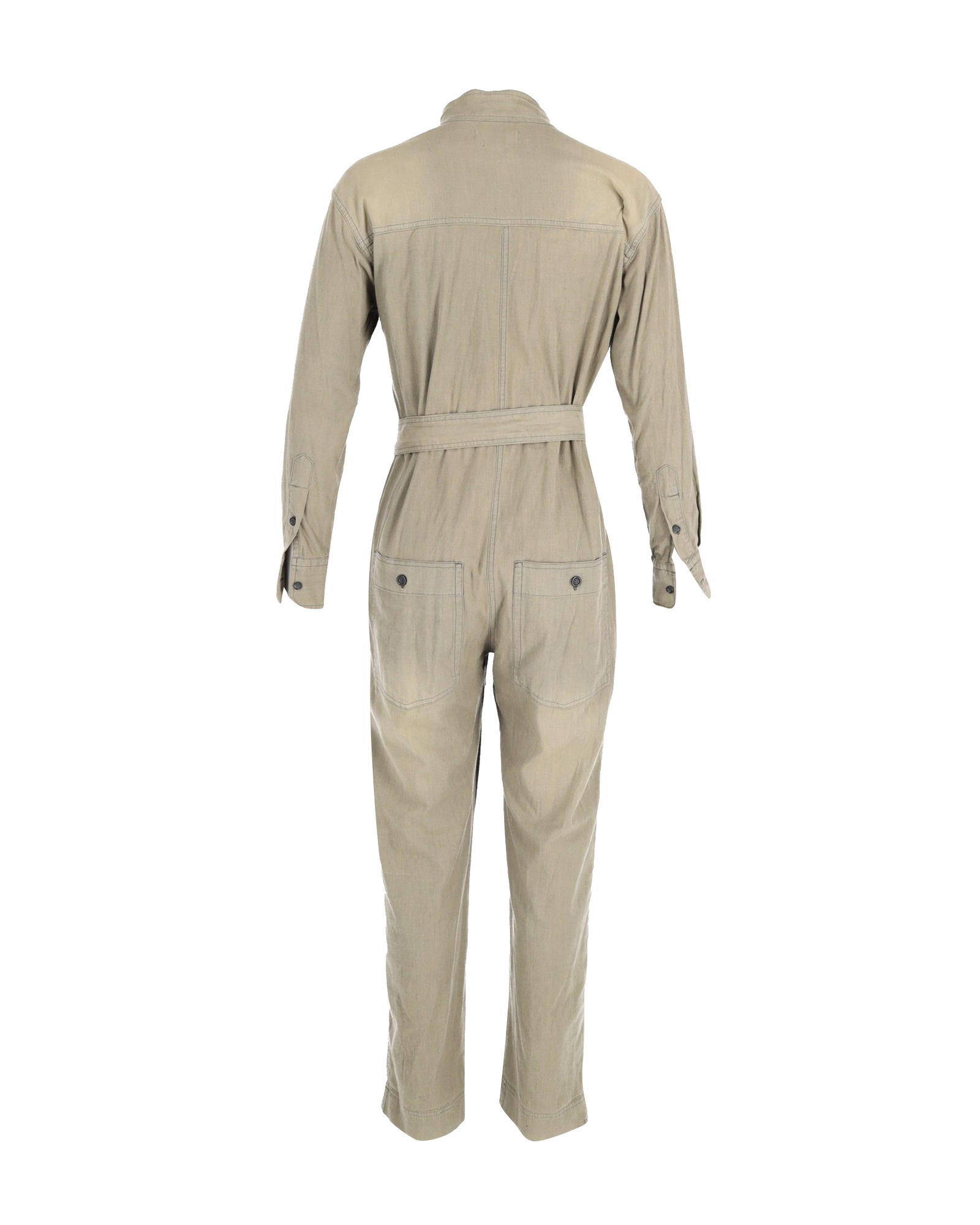 Preowned Isabel Marant Khaki Belted  Jumpsuit Size XS green | khaki cotton