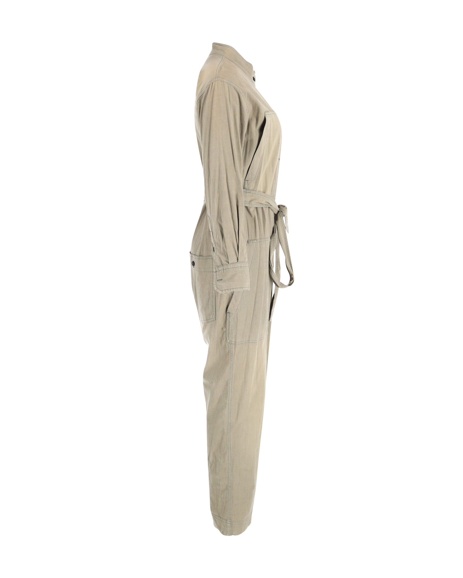 Preowned Isabel Marant Khaki Belted  Jumpsuit Size XS green | khaki cotton