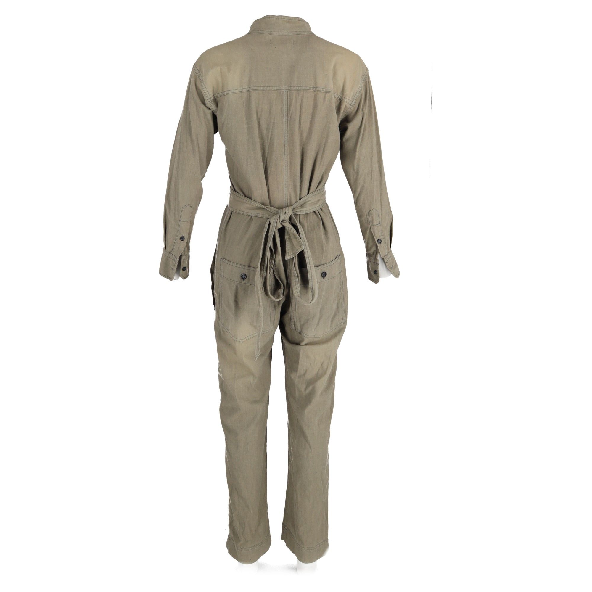 Preowned Isabel Marant Khaki Belted  Jumpsuit Size XS green | khaki cotton