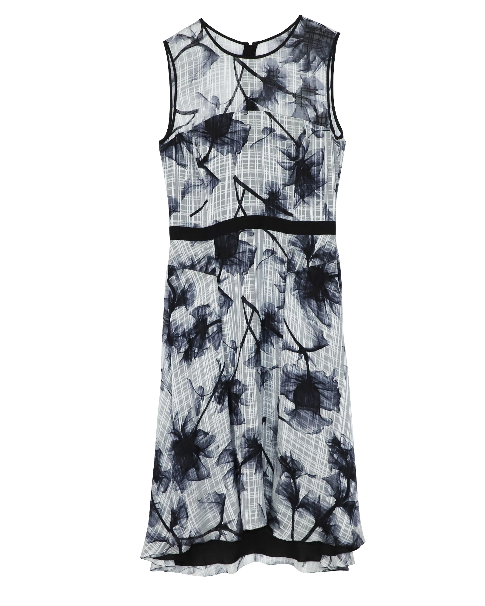 Preowned Jason Wu Sleeveless Knee Length Floral Dress in White Silk Size XS blue | navy blue