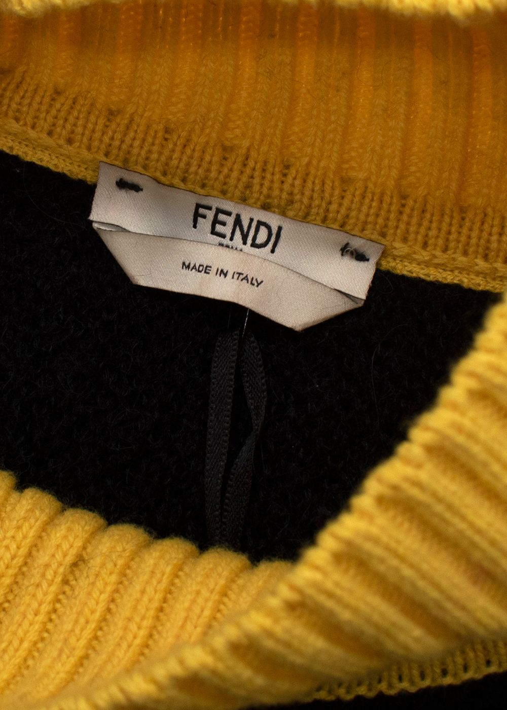 Preowned Fendi X Fila Black And Yellow Funnel Neck Knit Jumper Size S yellow/black polyamide/mohair/alpaca