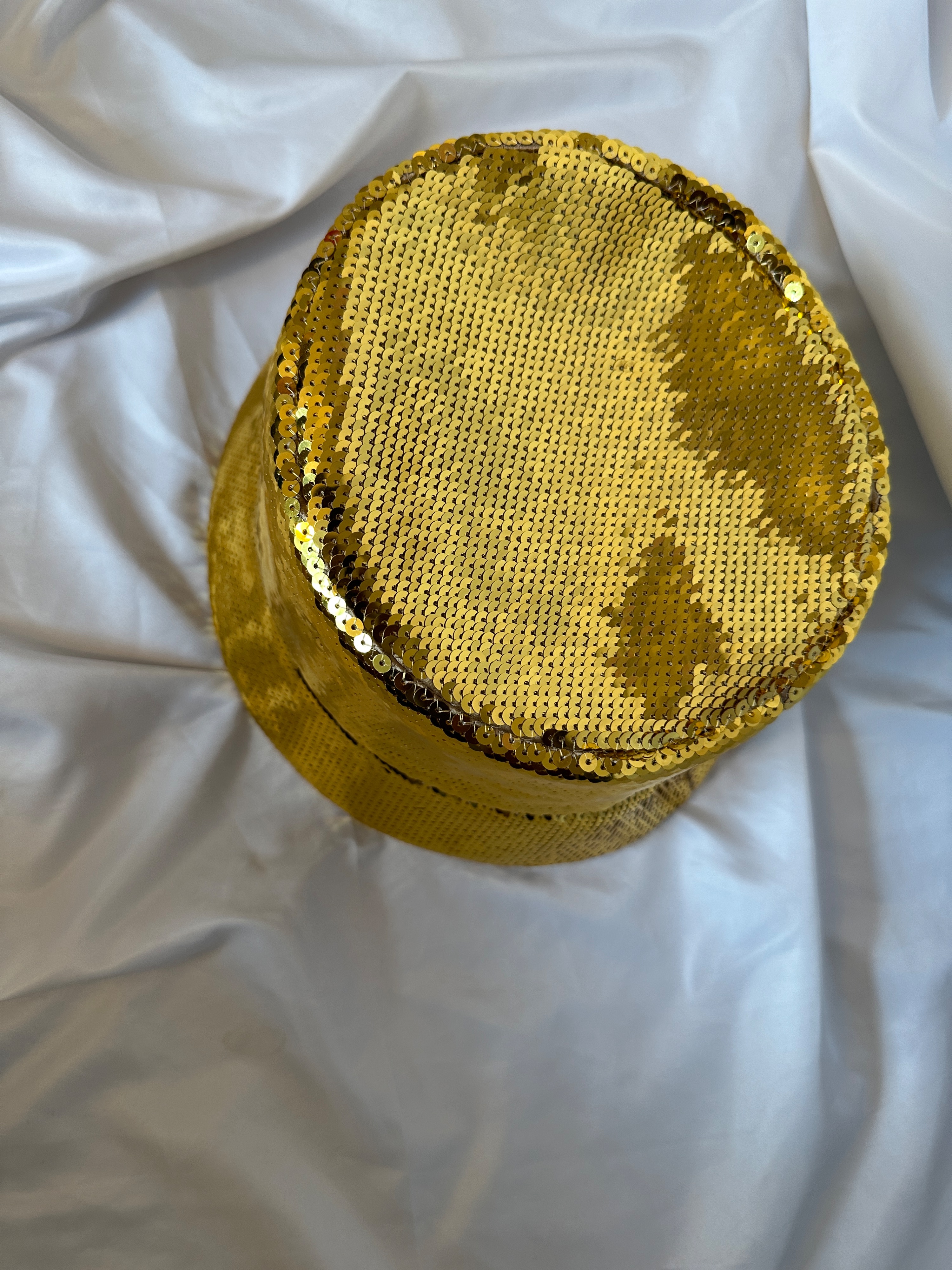 Prada Gold Sequinned Logo Bucket Hat silk/viscose