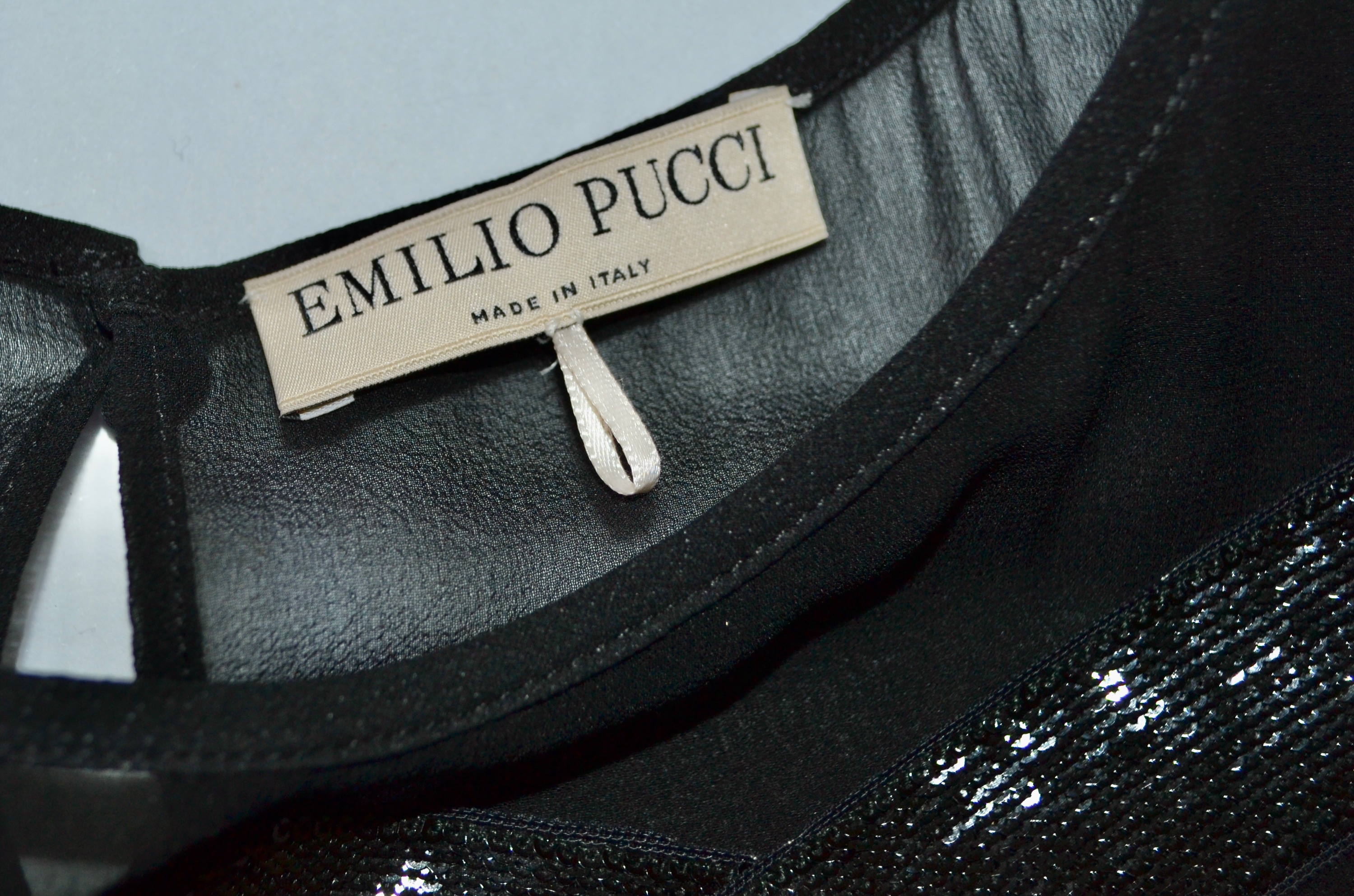 Emilio Pucci Embellished Black Top Size S silk