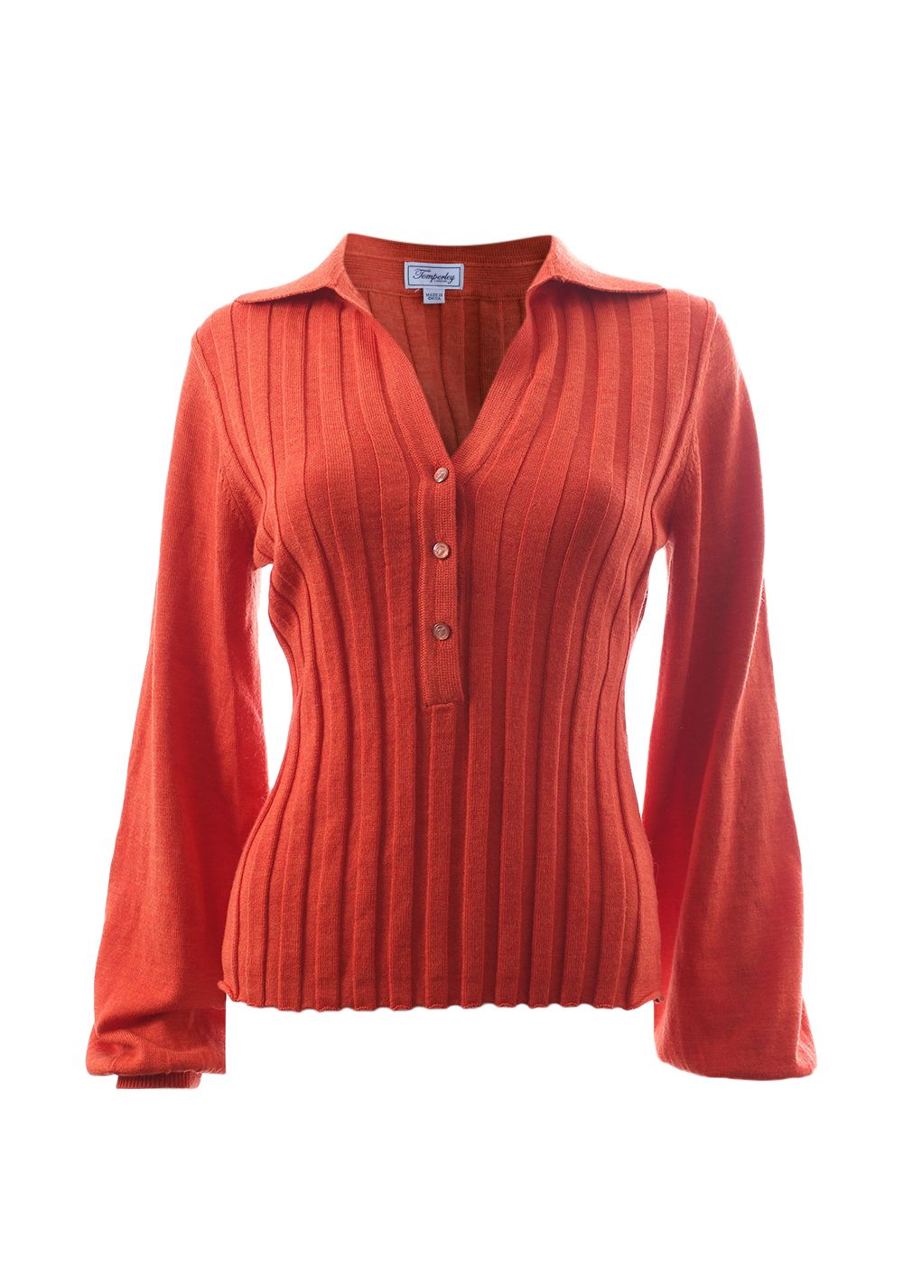 Preowned Temperley Orange Ribbed Merino Wool Sweater Size M