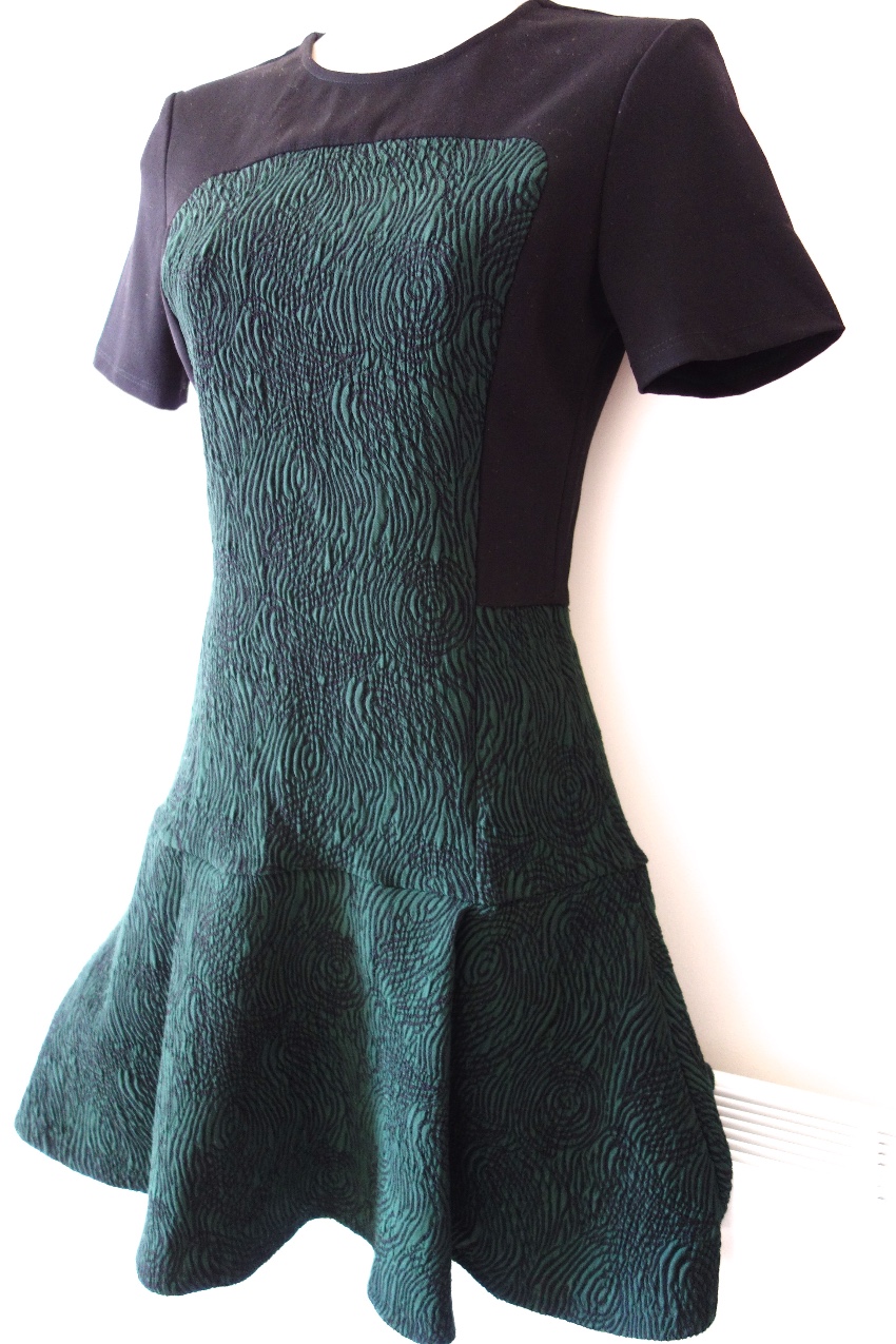 Opening Ceremony Swirl Jacquard Cascade Dress Size S Green cotton