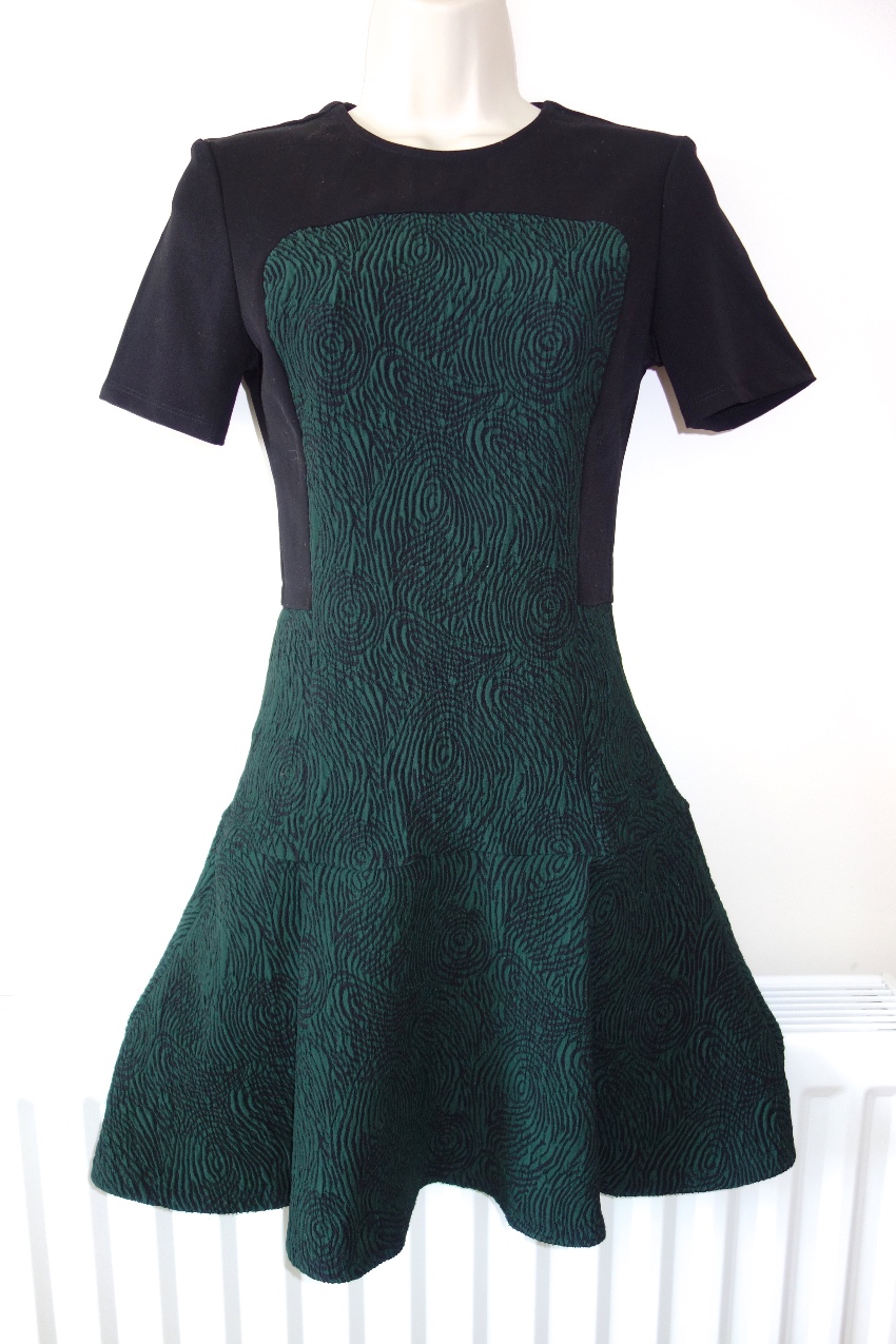 Opening Ceremony Swirl Jacquard Cascade Dress Size S Green cotton