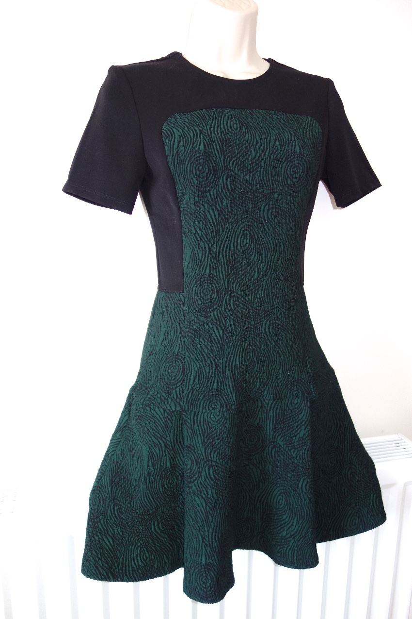 Opening Ceremony Swirl Jacquard Cascade Dress Size S Green cotton