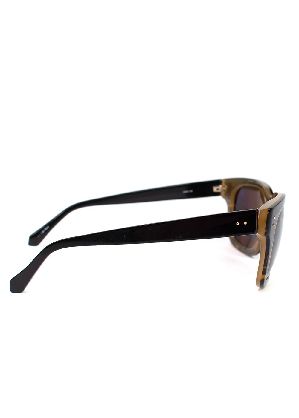 Preowned Linda Farrow Black Square Max Sunglasses black brown plastic