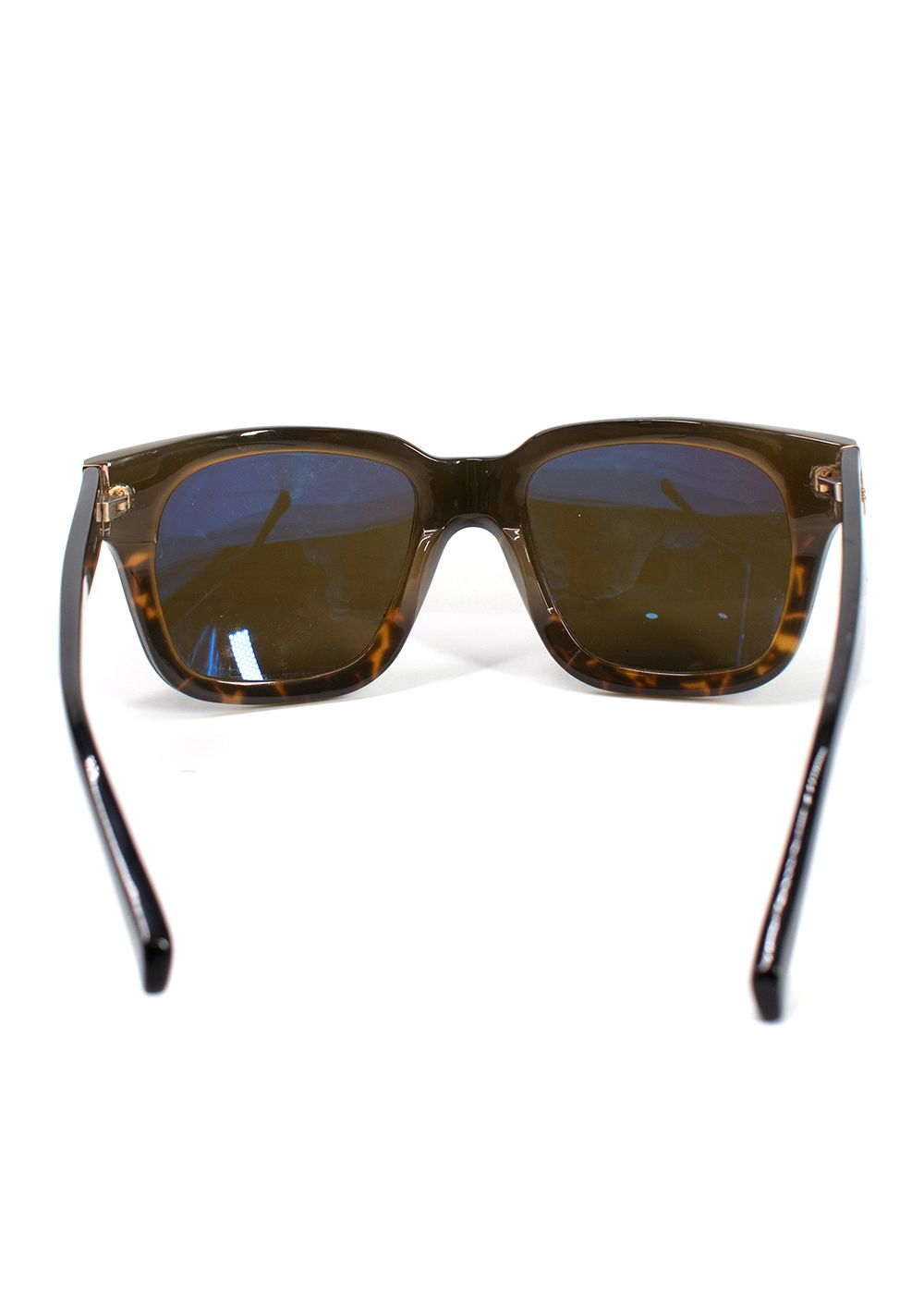 Preowned Linda Farrow Black Square Max Sunglasses black brown plastic