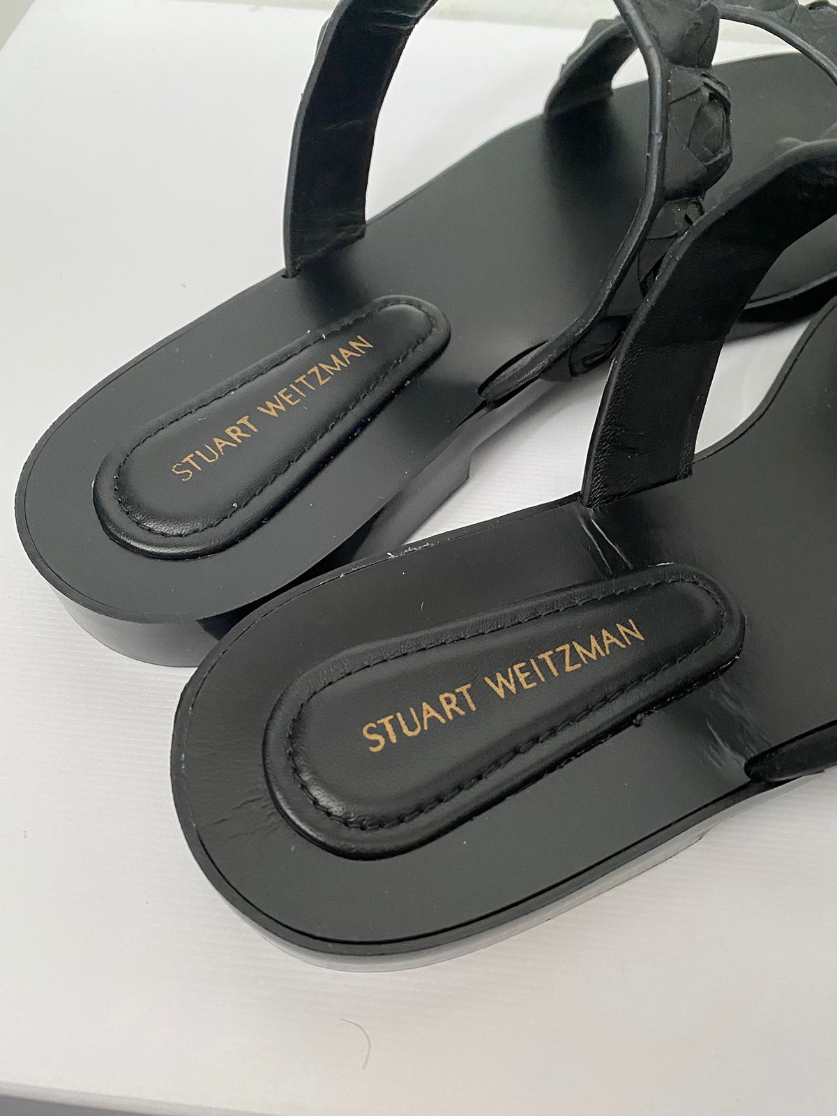 Stuart Weitzman Rosita Rubber Flat Sandals Size 39 Black