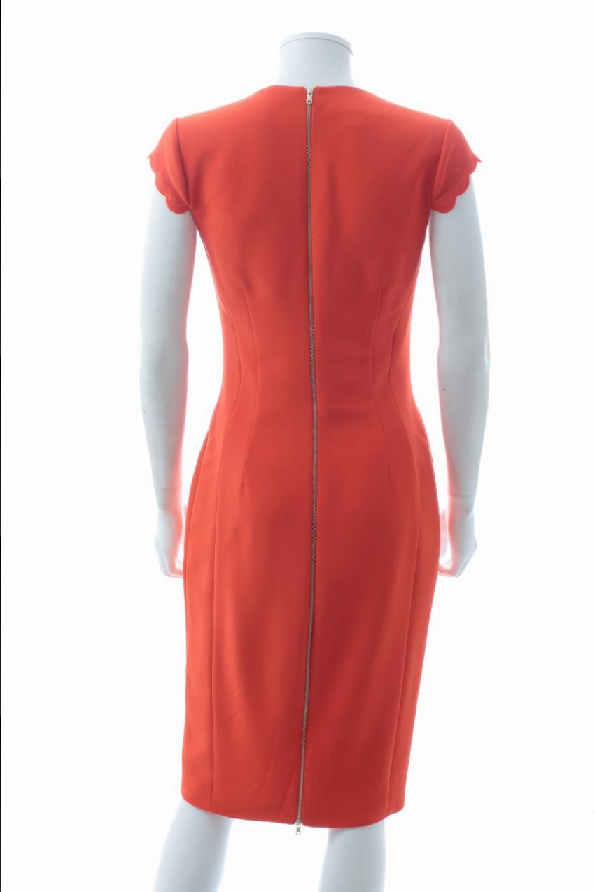 Preowned Antonio Berardi Scallop Detail Crepe Dress Size S Red silk