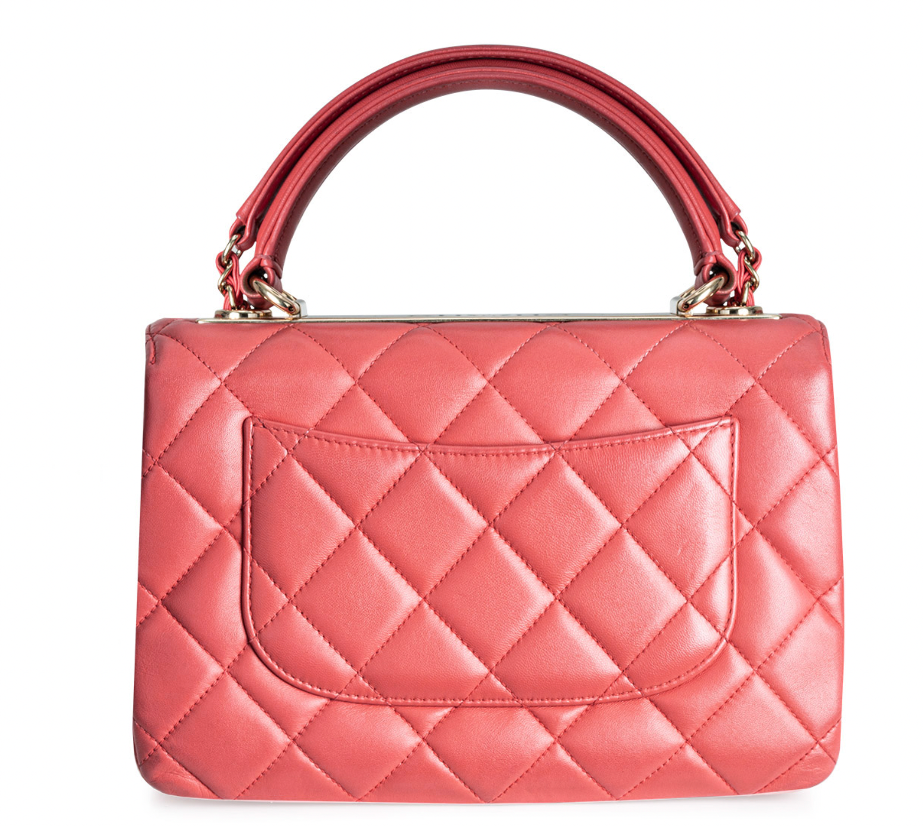 Preowned Chanel coral-pink lambskin leather small Trendy CC bag Pink