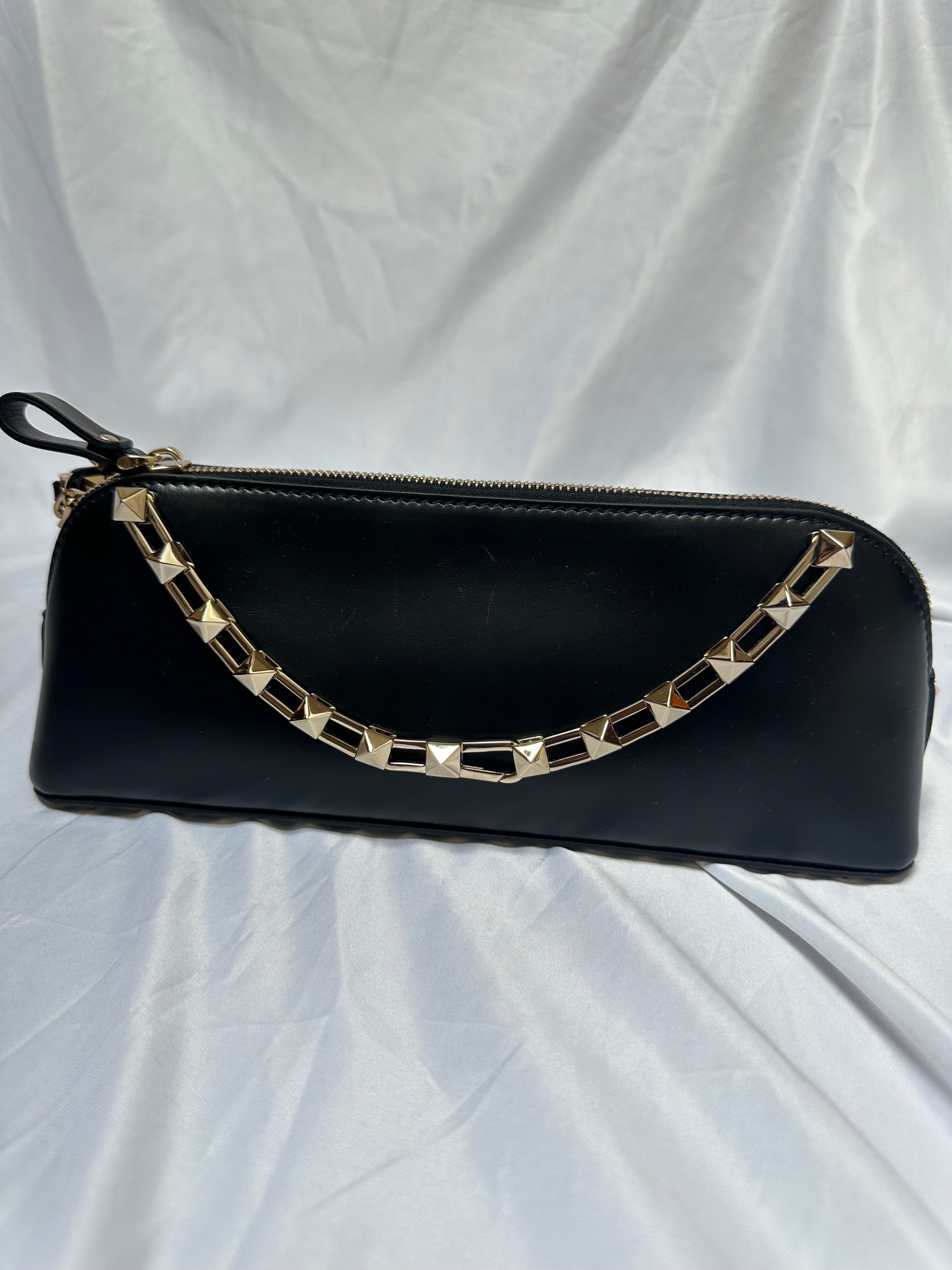 Valentino Black Leather Rockstud Shoulder Bag