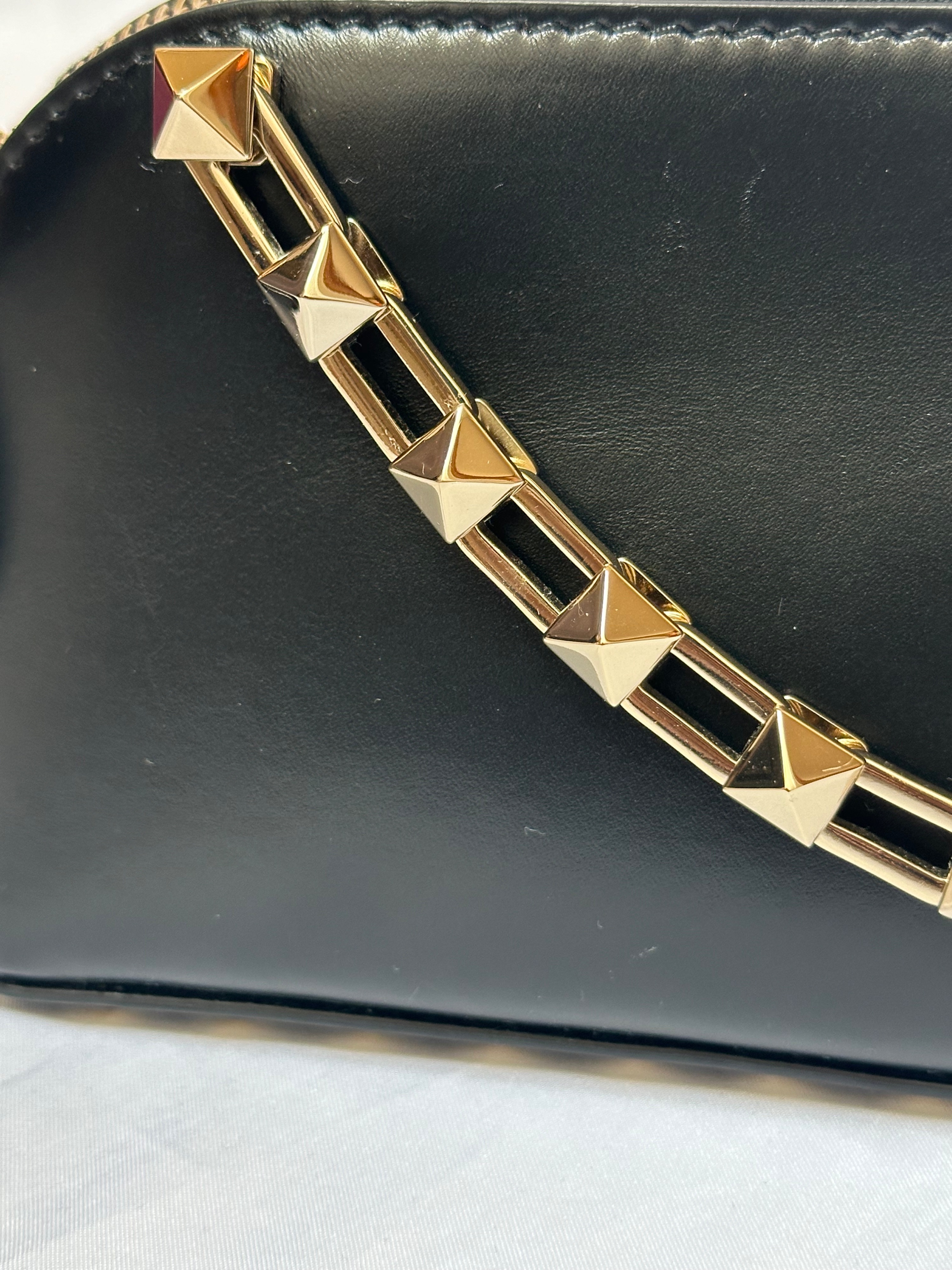 Valentino Black Leather Rockstud Shoulder Bag