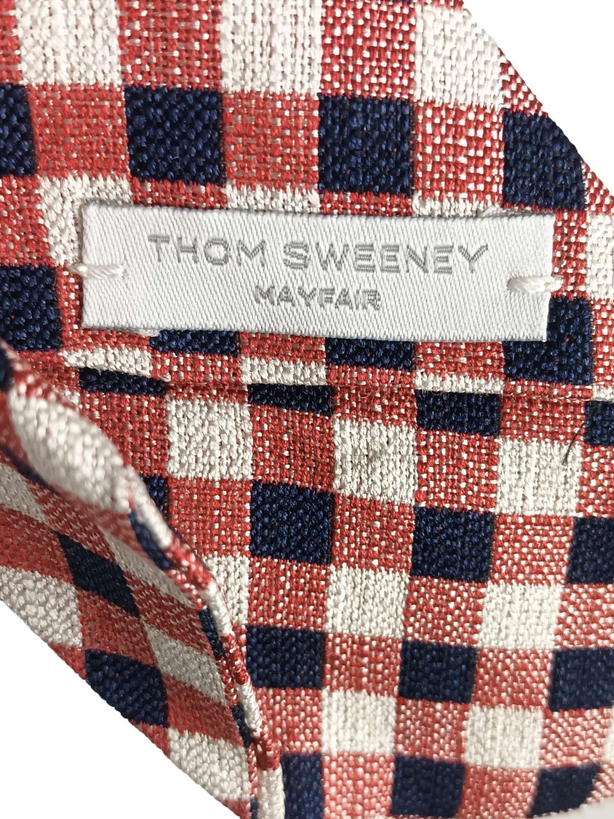 Men's Thom Sweeney red  black gingham silk tie