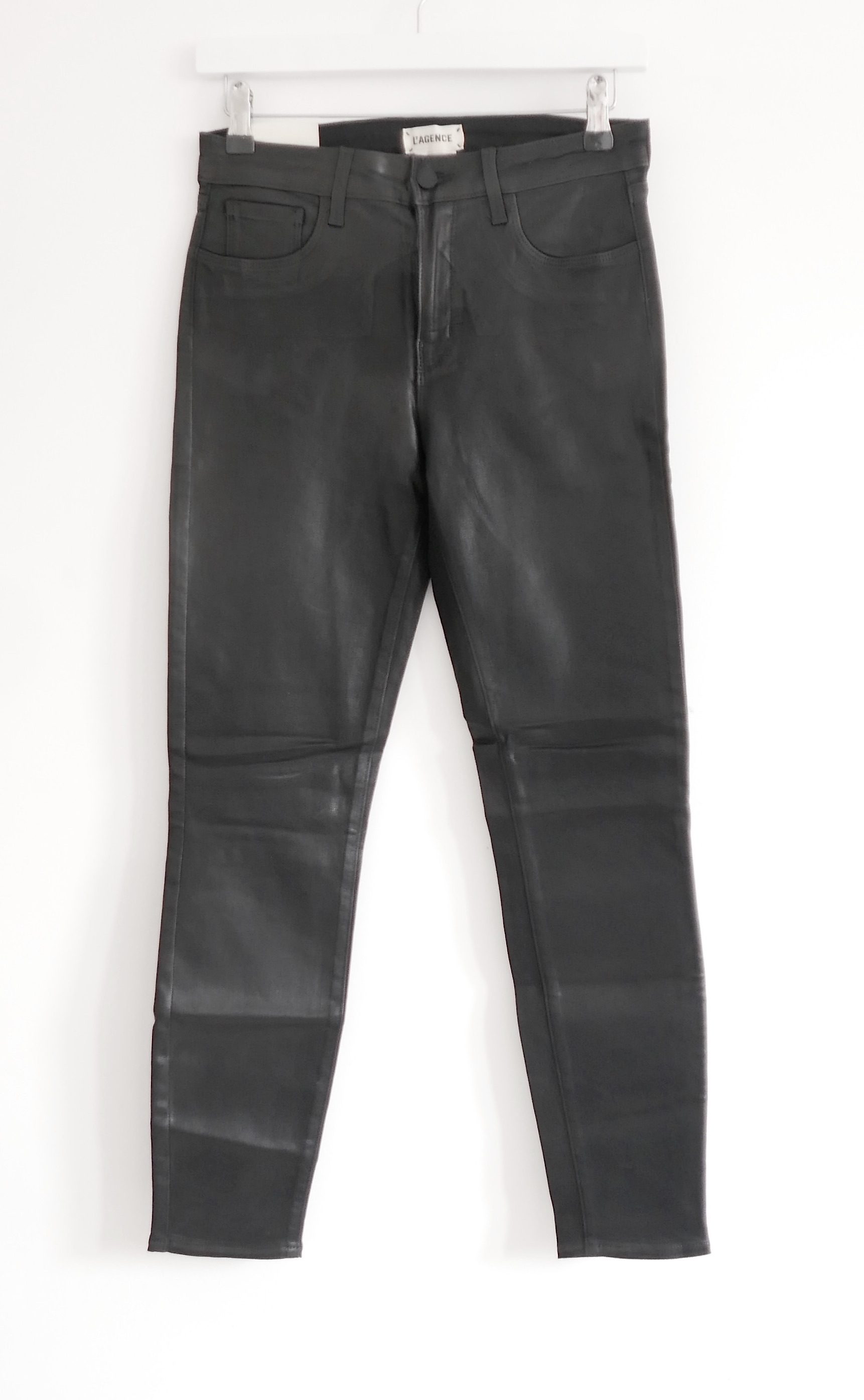 L'Agence Black Coated Cropped Margot Skinny Jeans Size 26/66 modal