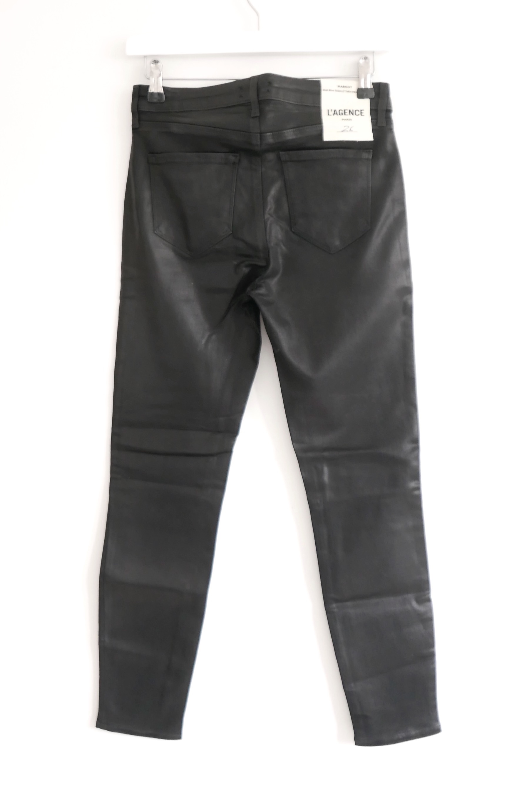 L'Agence Black Coated Cropped Margot Skinny Jeans Size 26/66 modal